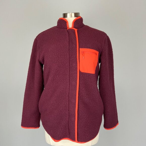 Title Nine Womens Annapurna Reversible Fleece Zip Jacket Burgundy Gray size XS - Picture 2 of 16